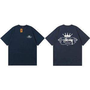 Stussy Crown Logo Navy Oversized Short Sleeve T-Shirt