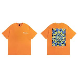 Stussy Orange Graphic Back Print Short Sleeve T-Shirt