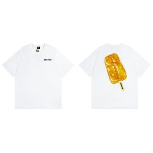 Stussy White Popsicle Graphic Cotton T-Shirt