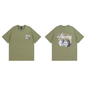 Stussy Dice Graphic Olive Green Short Sleeve T-Shirt