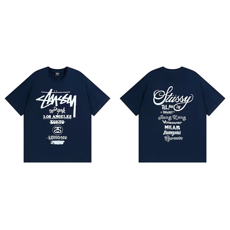 Stussy World Tour Navy Graphic T-Shirt
