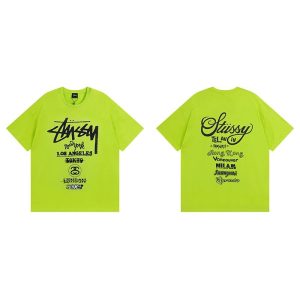 Stussy Lime Green Graphic Logo T-Shirt Streetwear Tee