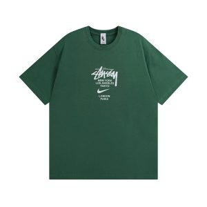 Stussy City Logo Green Short Sleeve T-Shirt