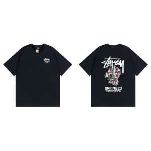 Stussy Spring 20 Floral Logo Black T-Shirt