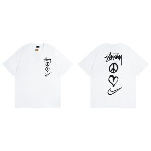 Stussy Peace Love White Graphic T-Shirt