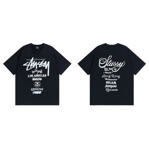 Stussy World Cities Black Graphic Short Sleeve Tee