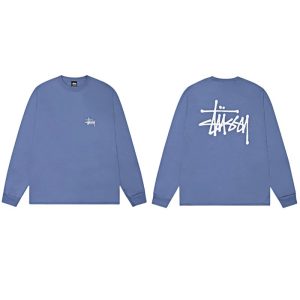 Stussy Blue Long Sleeve Logo T-Shirt