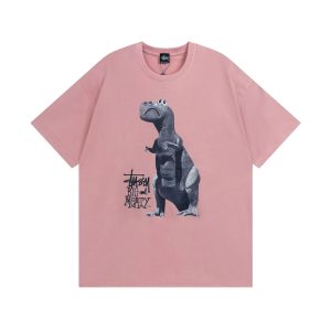 Stussy Big and Meaty Dinosaur Pink T-Shirt