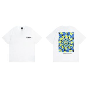 Stussy White Graphic Back Print Short Sleeve T-Shirt
