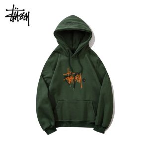 Stussy Green Logo Pullover Hoodie Streetwear