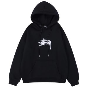 Stussy Black Logo Pullover Hoodie Streetwear Sweatshirt