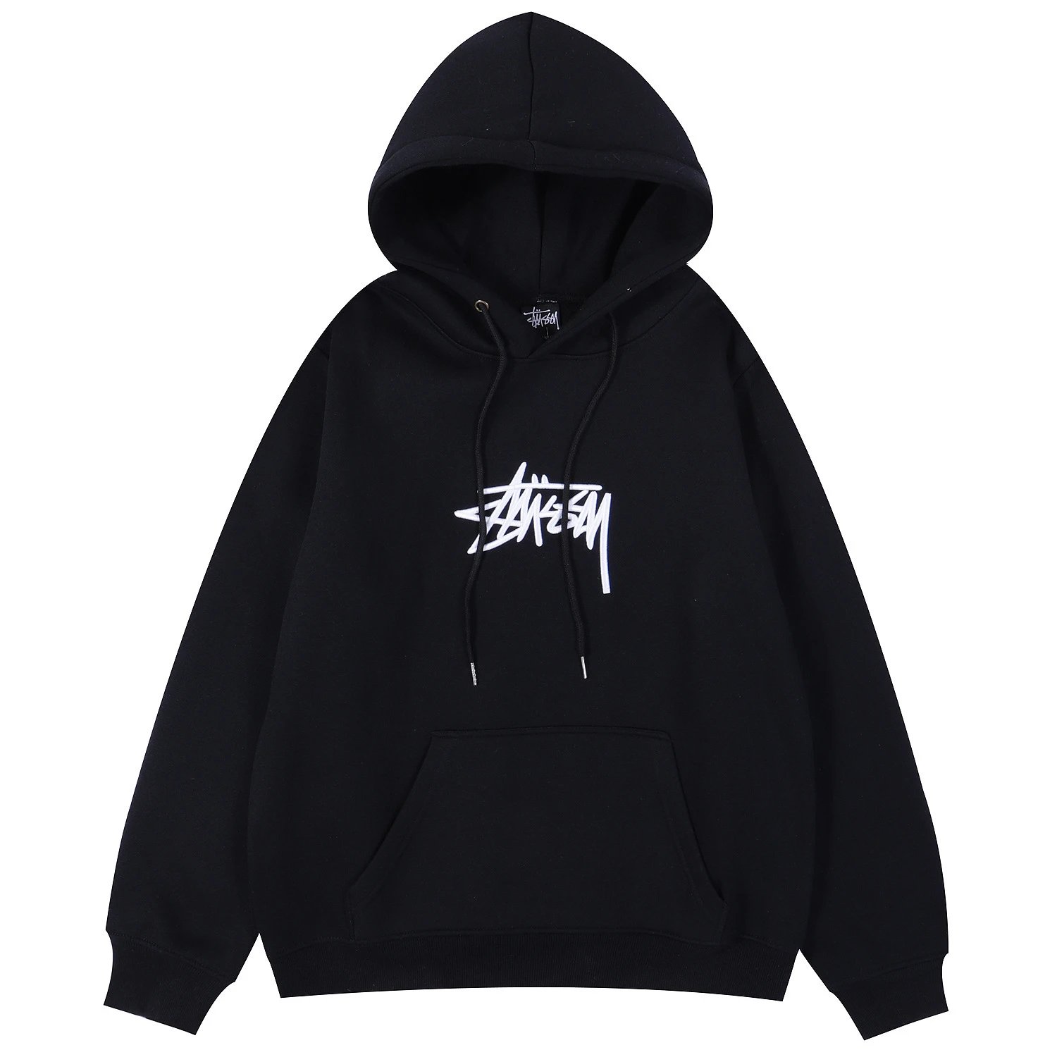 Stussy Black Logo Pullover Hoodie Streetwear Sweatshirt