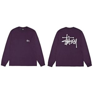 Stussy Purple Long Sleeve Logo T-Shirt Streetwear Top