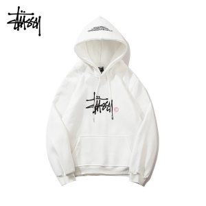 Stussy White Logo Pullover Hoodie Streetwear Sweatshirt