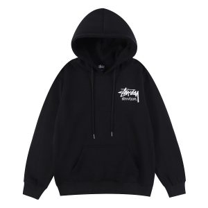 Stussy International Logo Black Pullover Hoodie