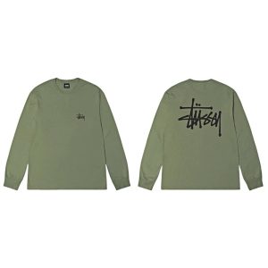 Stussy Green Long Sleeve Logo T-Shirt