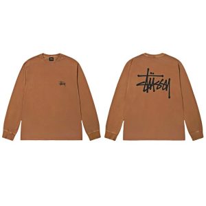 Stussy Brown Long Sleeve Logo T-Shirt