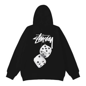Stussy Dice Graphic Black Hoodie Streetwear Pullover