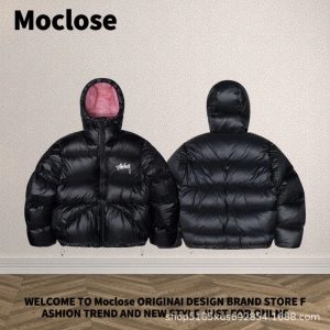 Stussy Black Hooded Down Puffer Jacket