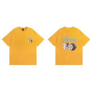 Stussy Yellow Dice Graphic T-Shirt Streetwear Tee