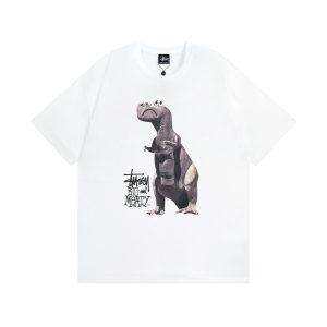 Stussy Big and Meaty Dinosaur Graphic White T-Shirt