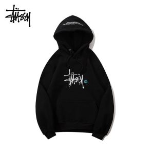 Stussy Black Logo Pullover Hoodie Streetwear Sweatshirt