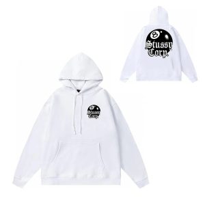 Stussy 8 Ball Corp White Pullover Hoodie