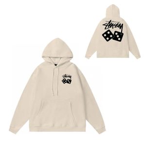 Stussy Dice Logo Pullover Hoodie Beige Unisex Streetwear