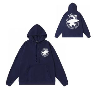 Stussy Navy Graphic Pullover Hoodie Streetwear Sweatshirt