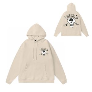 Stussy Skull Graphic Beige Pullover Hoodie