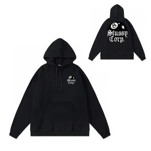 Stussy 8 Ball Corp Black Pullover Hoodie Streetwear Top