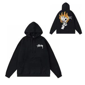 Stussy Flaming Dice Graphic Black Pullover Hoodie