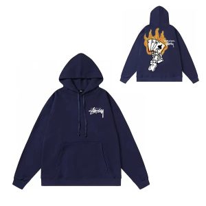 Stussy Navy Flame Cards Graphic Pullover Hoodie