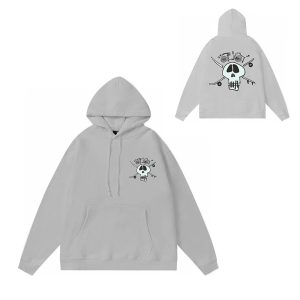 Stussy Skull Graphic Grey Pullover Hoodie