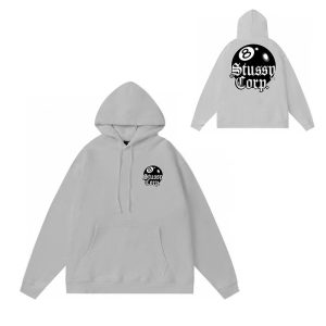 Stussy 8 Ball Corp Grey Graphic Hoodie