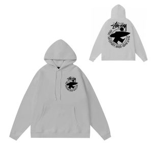 Stussy International Logo Gray Pullover Hoodie