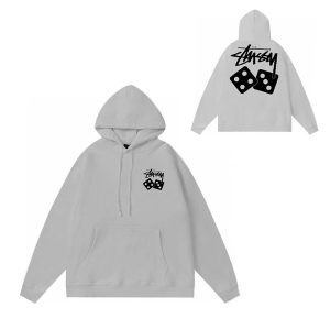Stussy Dice Logo Gray Pullover Hoodie Streetwear