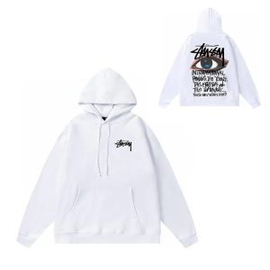 Stussy White Graphic Logo Pullover Hoodie Streetwear
