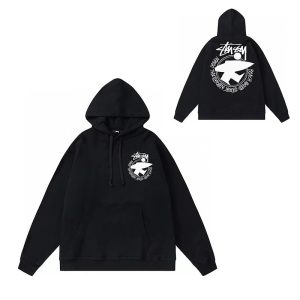 Stussy Black Logo Pullover Hoodie Streetwear