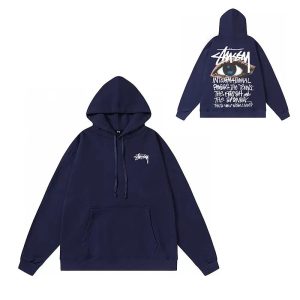 Stussy Navy Graphic Pullover Hoodie Streetwear Sweatshirt