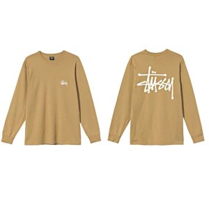 Stussy Khaki Long Sleeve Logo T-Shirt Streetwear Top