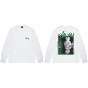 Stussy White Long Sleeve Graphic Back T-Shirt