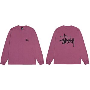 Stussy Pink Long Sleeve Logo T-Shirt