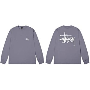 Stussy Grey Long Sleeve Logo T-Shirt