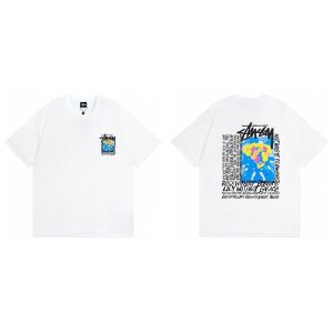 Stussy White Graphic Logo Floral Print T-Shirt