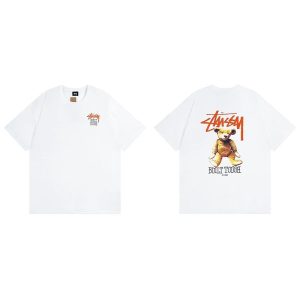 Stussy Built Tough Bear Graphic White T-Shirt