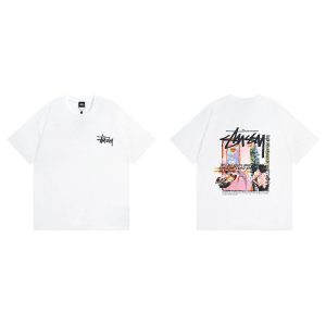 Stussy White Graphic Logo Short Sleeve T-Shirt