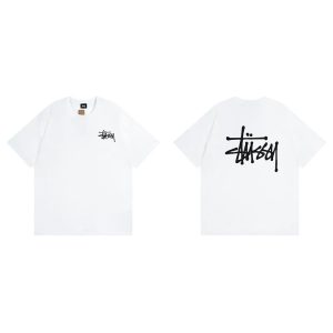 Stussy White Logo Graphic Short Sleeve T-Shirt