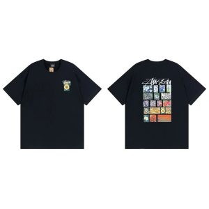 Stussy Floral Grid Graphic Black T Shirt Streetwear