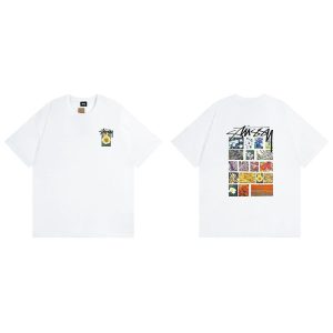 Stussy White Floral Print Oversized Cotton T-Shirt